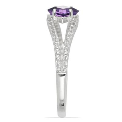 BUY NATURAL AFRICAN AMETHYST GEMSTONE CLASSIC RING IN 925 SILVER